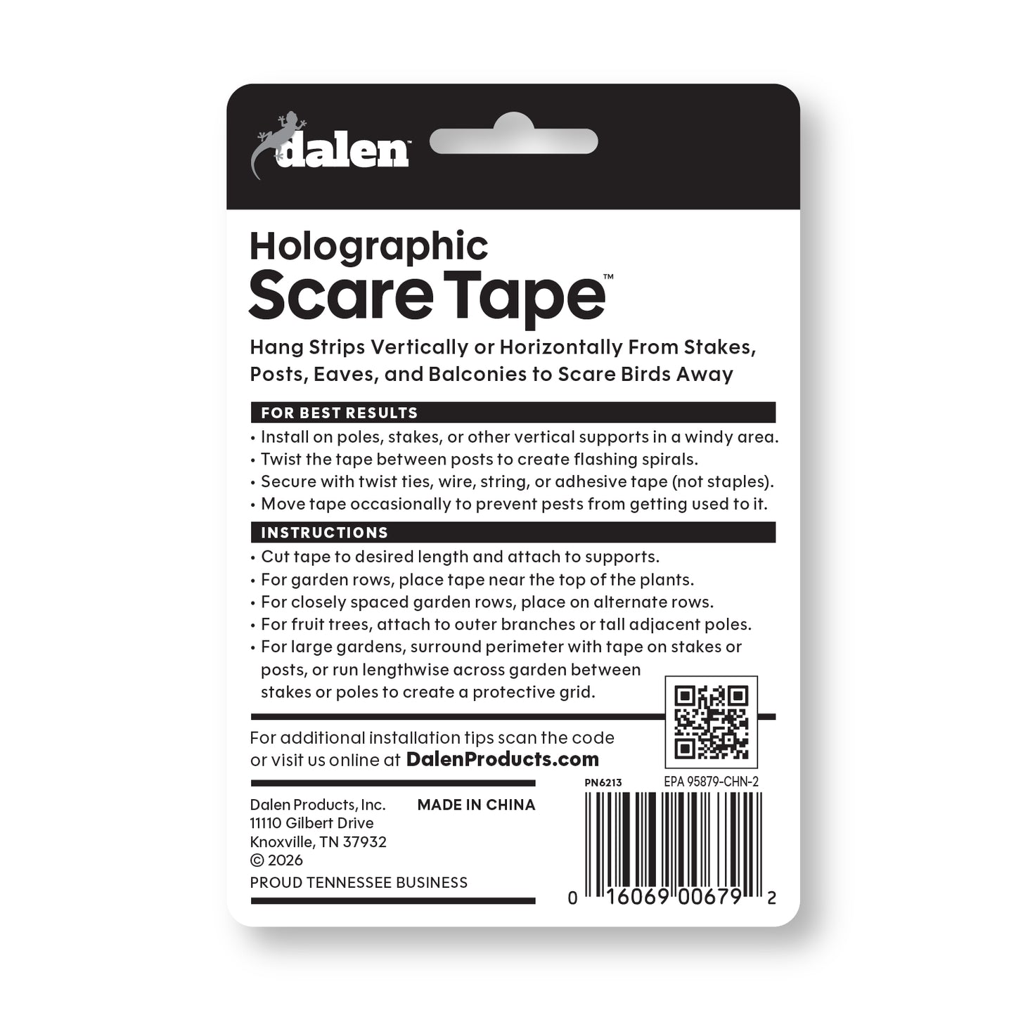 Dalen Holographic Scare Tape 100ft Full-Spectrum Reflective Bird Deterrent Ribbon