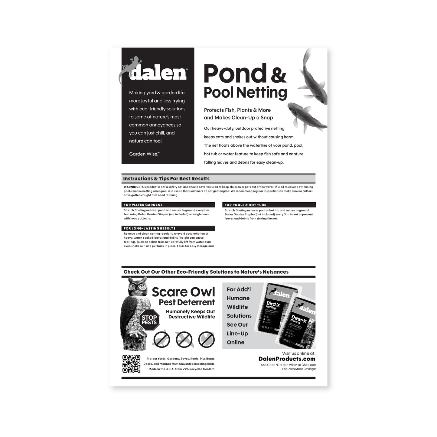 Dalen Heavy-Duty Pond and Pool Netting Floating Debris Cover