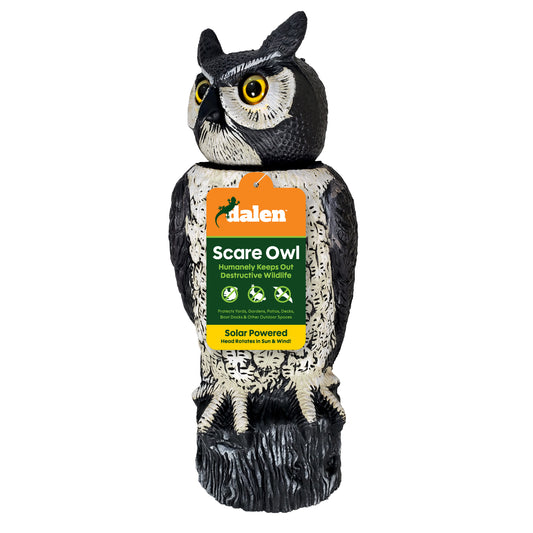 Dalen 18in Sol-R Solar & Wind-Powered Owl Decoy Bird Deterrent