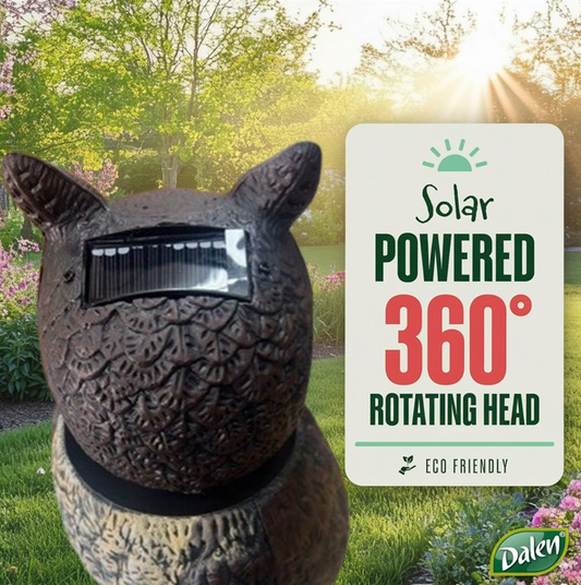 Dalen 18in Sol-R Solar & Wind-Powered Owl Decoy Bird Deterrent