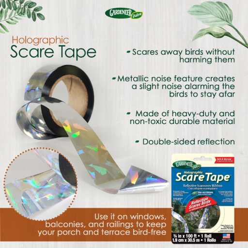 Holographic Scare Tape - 100 Ft. Full Spectrum Ribbons for Frightening & Protecting Birds