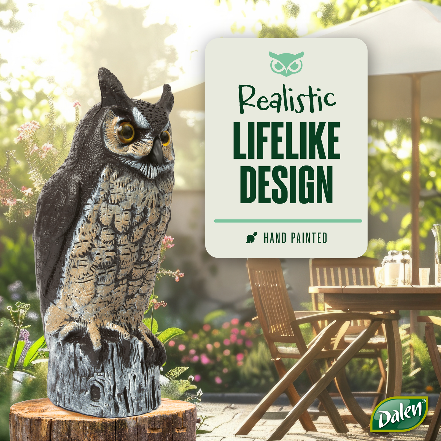 Scare Owls Combo Bundle, 2-Pack, Rotating Head & Great Horned Natural Enemy Scarecrow Kit