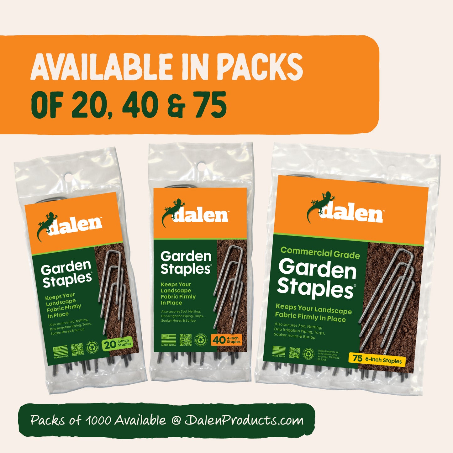 Dalen Steel Garden Staples and Landscaping Pins Multi-Pack