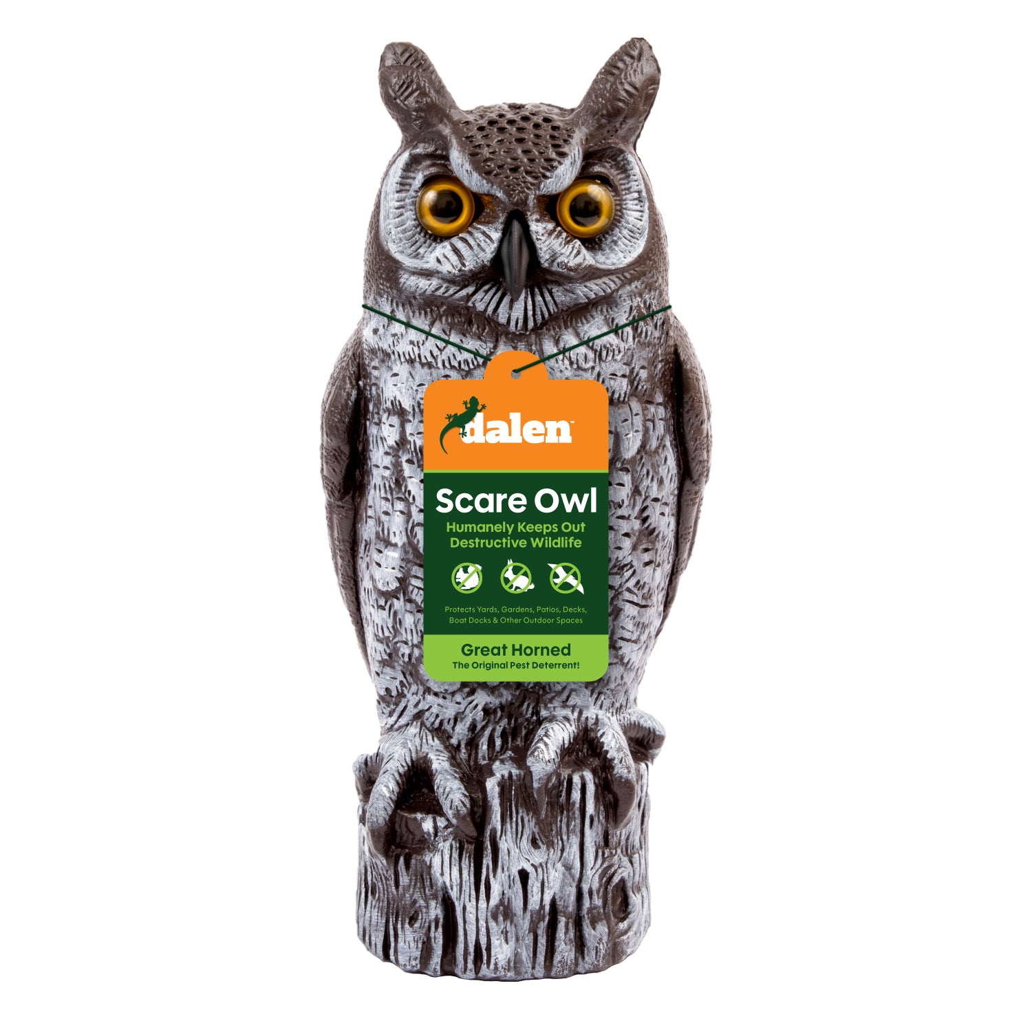 Dalen 16in Great Horned Owl Decoy Hand-Painted Bird & Pest Deterrent