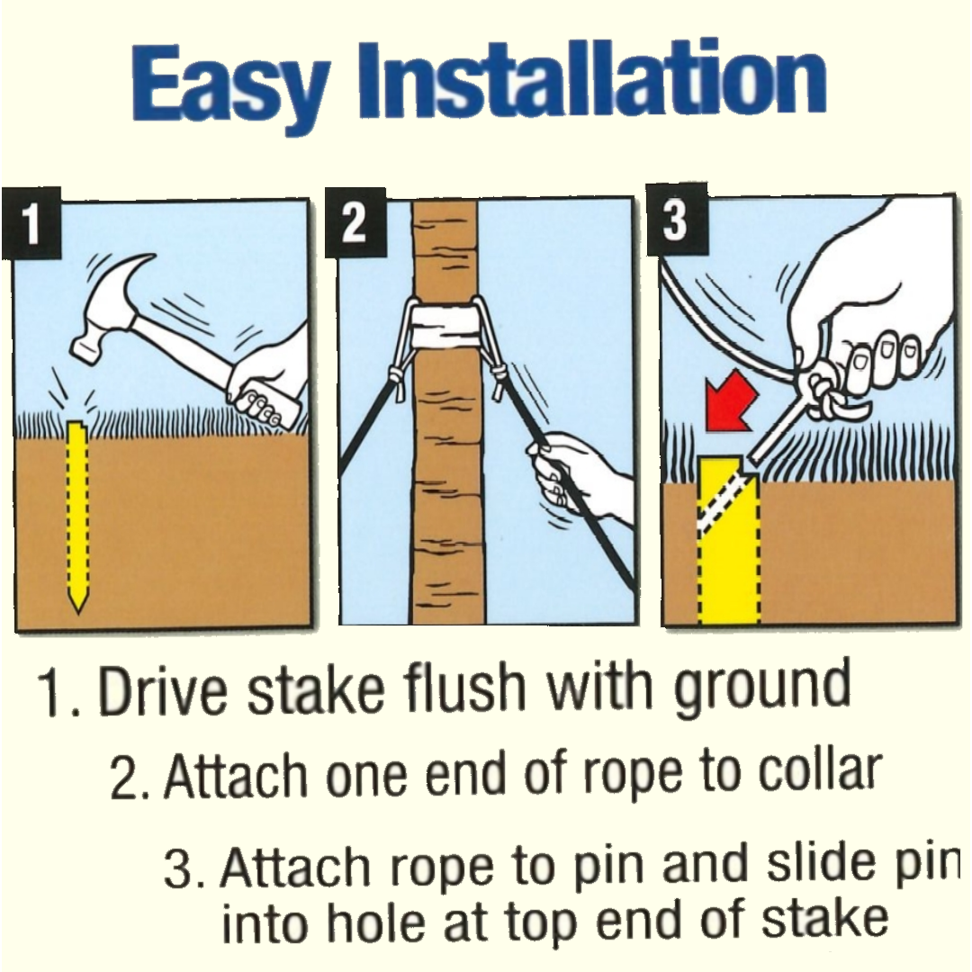 mowing directly over tree stakes 