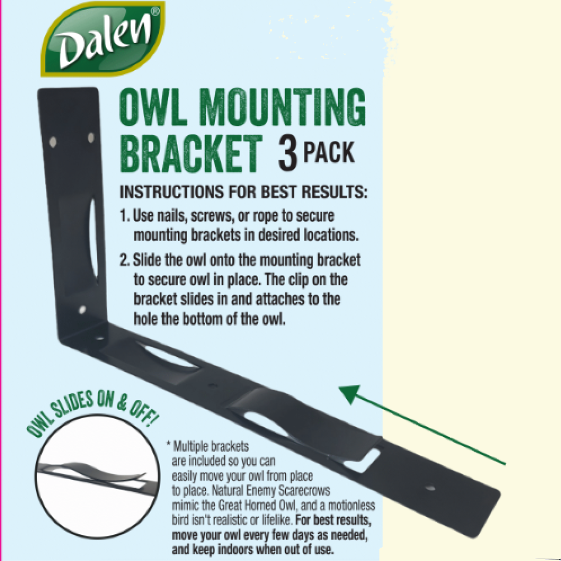 Owl Mounting Brackets, 3-Pack, Newly Upgraded Scare Owl Securing & Repositioning Accessory