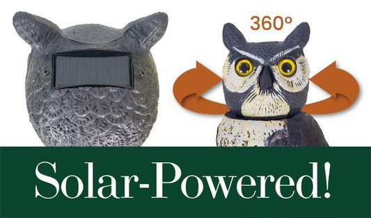 SOL-R Solar & Wind Power Owl Decoy - 18" Eco-Action Scarecrow Bird