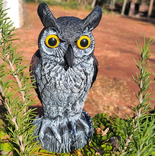 Baby Scarecrow Owl, 10.6", Great Horned Owlet Decoy Bird Deterrent