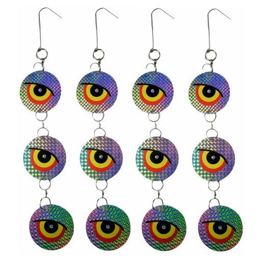 GUARD'N EYE Reflective Scare Disks, 4-Pack of 3 Disks, Full-Spectrum Hanging Bird Deterrent