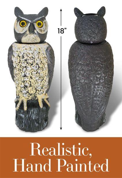 Dalen 18in Sol-R Solar & Wind-Powered Owl Decoy Bird Deterrent