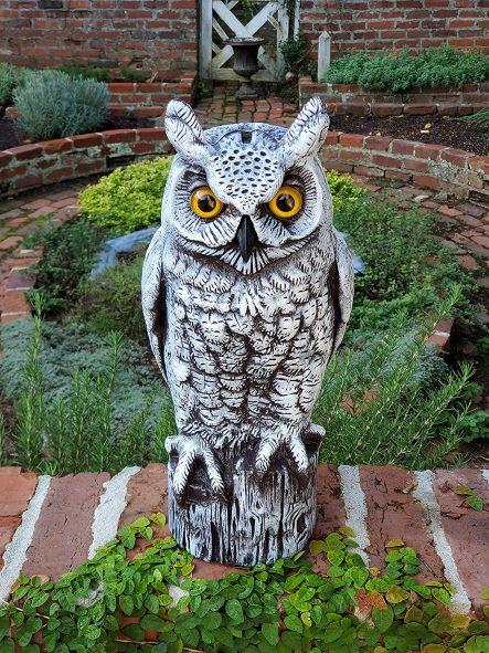 Snow White Decoy Owl - 16" Natural Enemy Winter Scarecrow Bird
