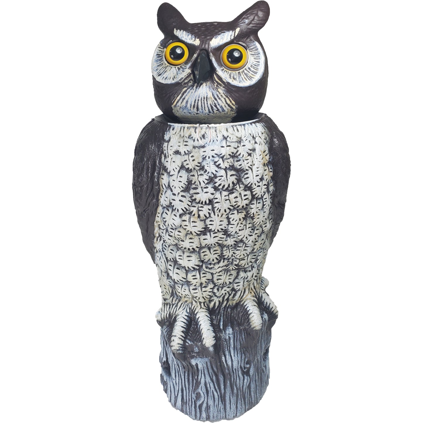 Dalen Tiger Owl 18in Solar Motion Owl Decoy with Motion-Sensing Rotating Head