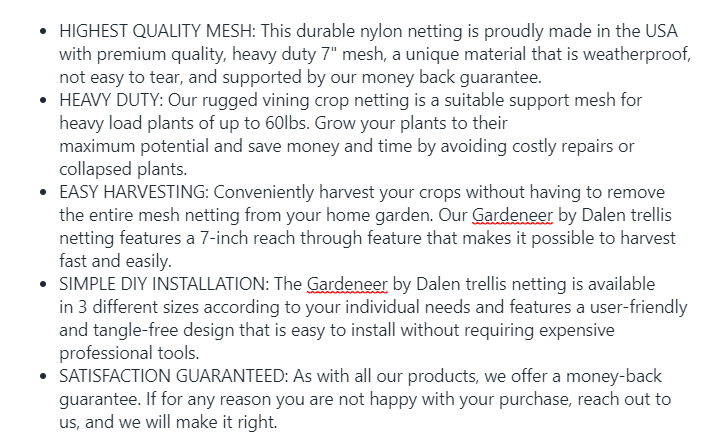 Dalen Heavy-Duty Trellis Netting Multi-Size Weatherproof Vertical Garden Support